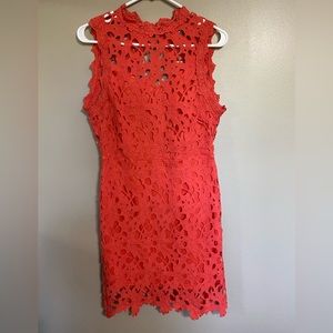 Coral Pink Lace Dress by She+Sky Size Large NWT